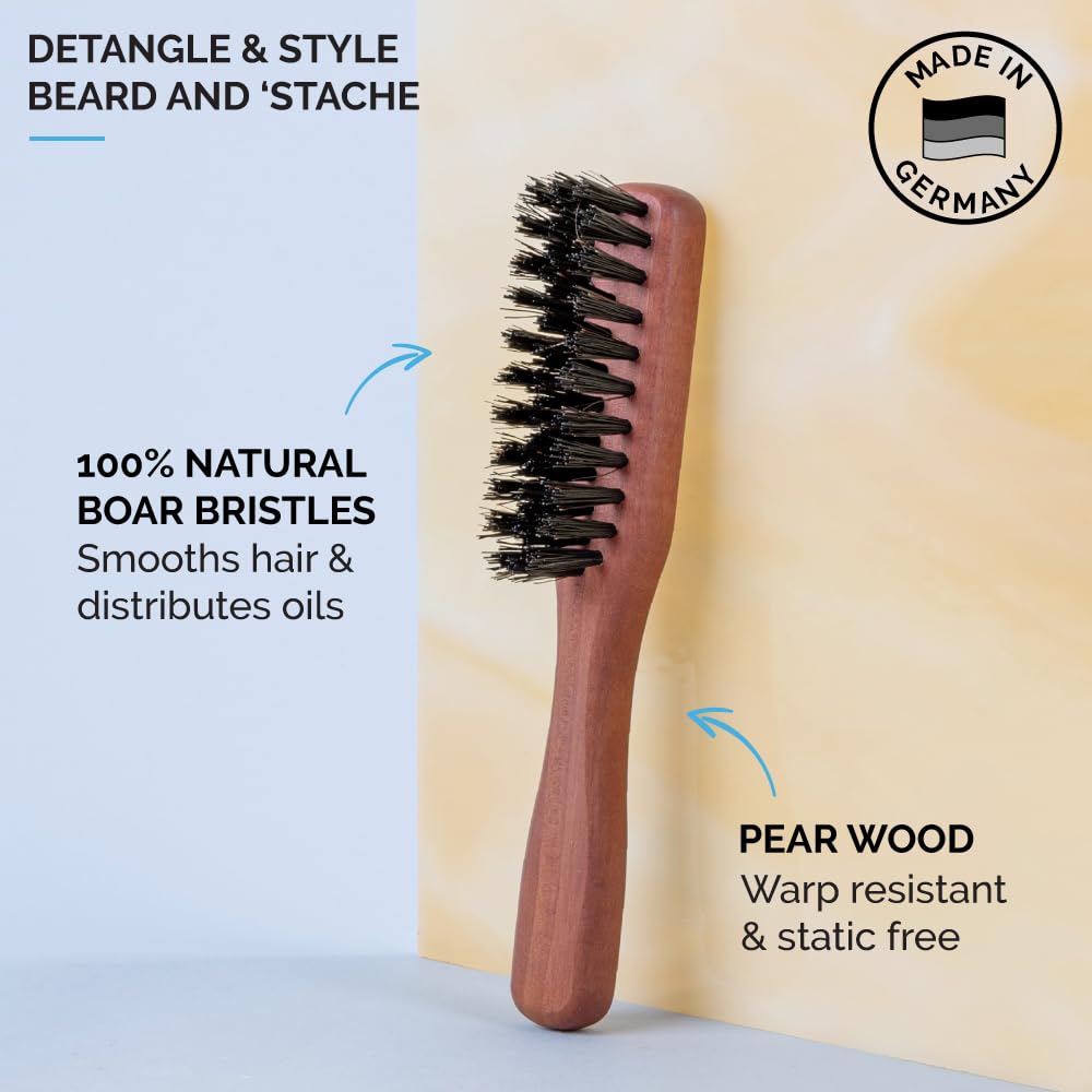 ZEUS boar bristle close-up showing firm fibers for detangling and oil distribution