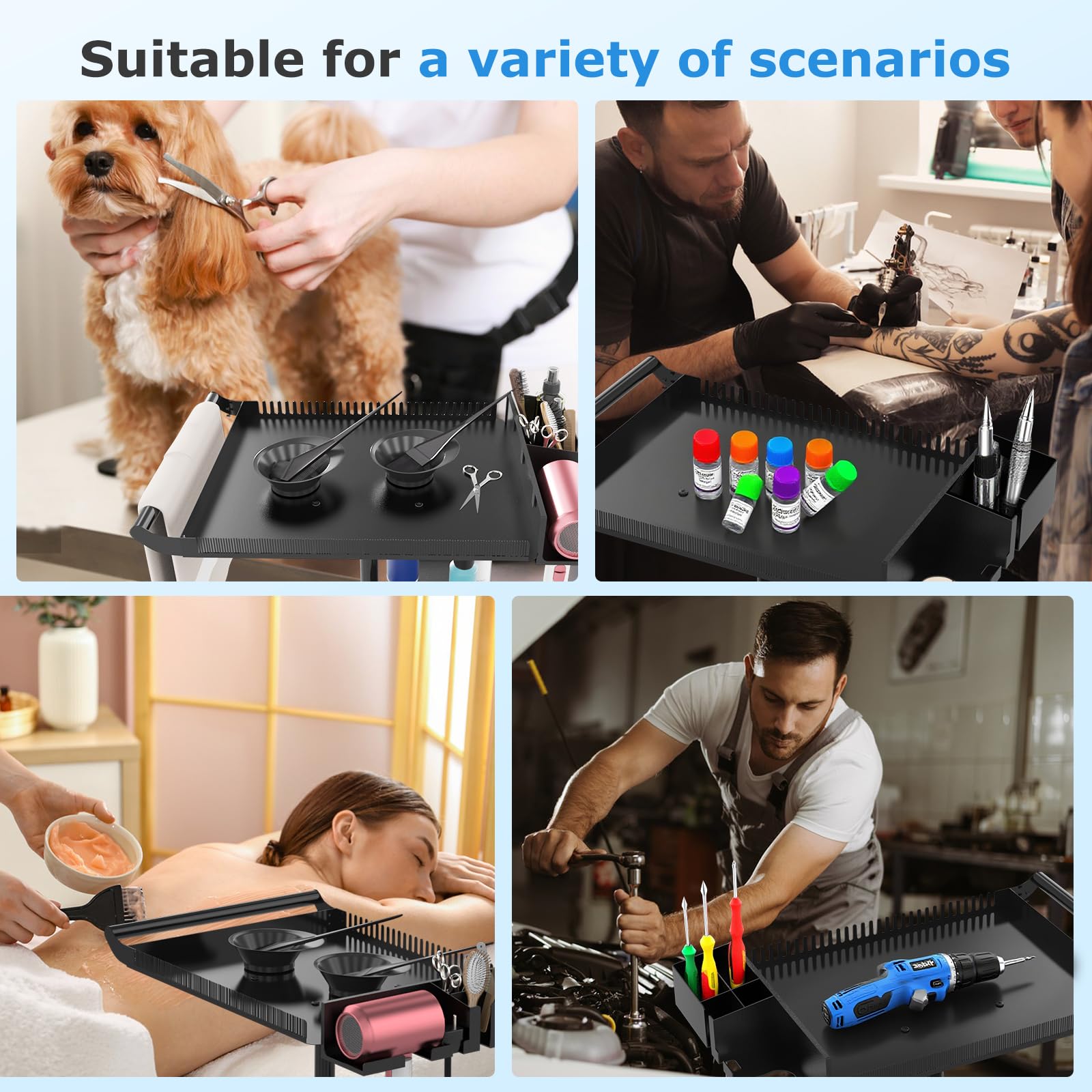 ZHOOGE tray in salon setting for faster workflows and mobility