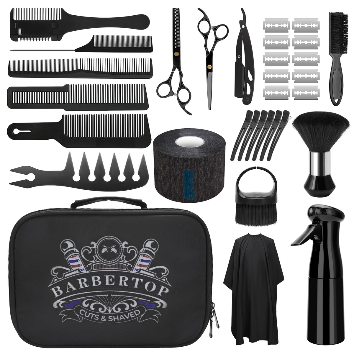 ZIBARBER kit front layout showing all tools and clear organization benefit