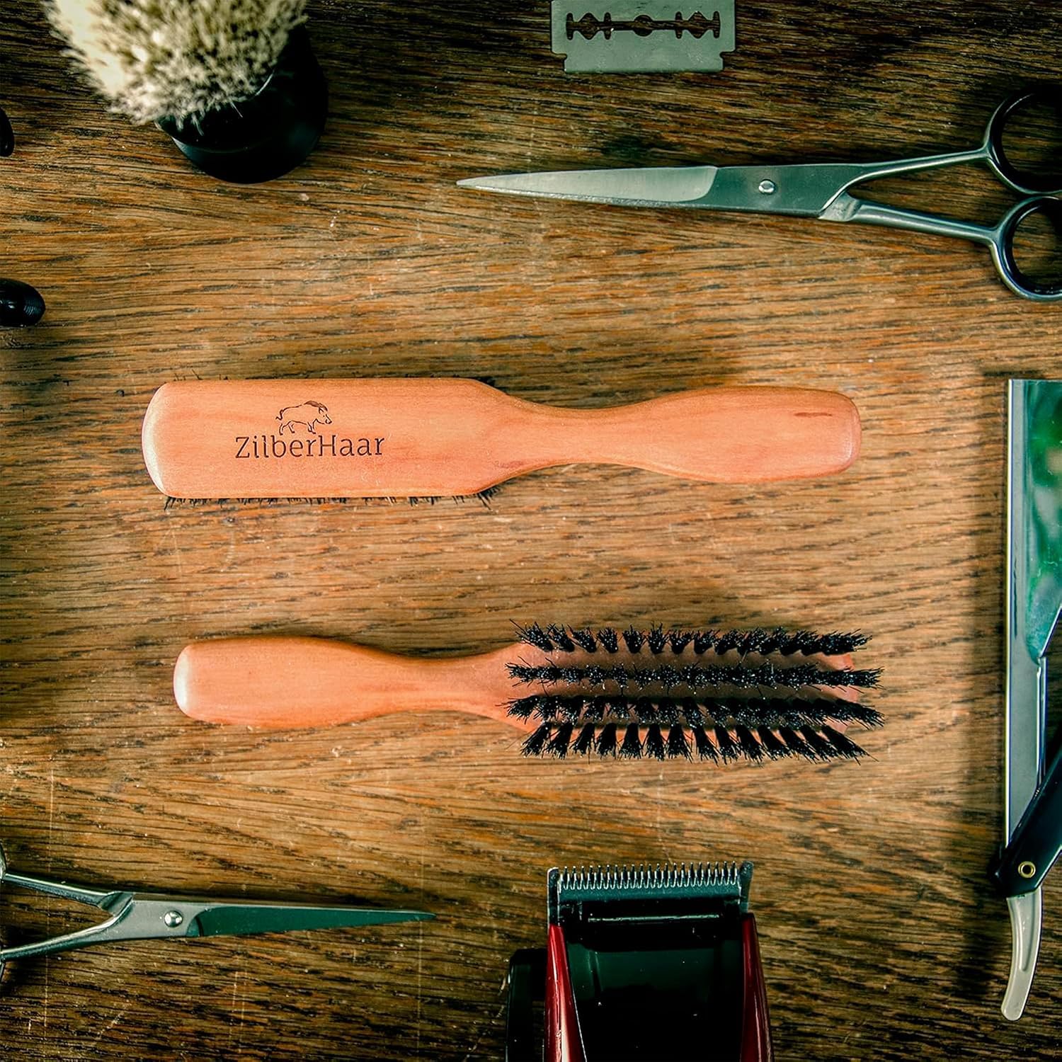 ZilberHaar backside stamp and bristle anchor showing build quality