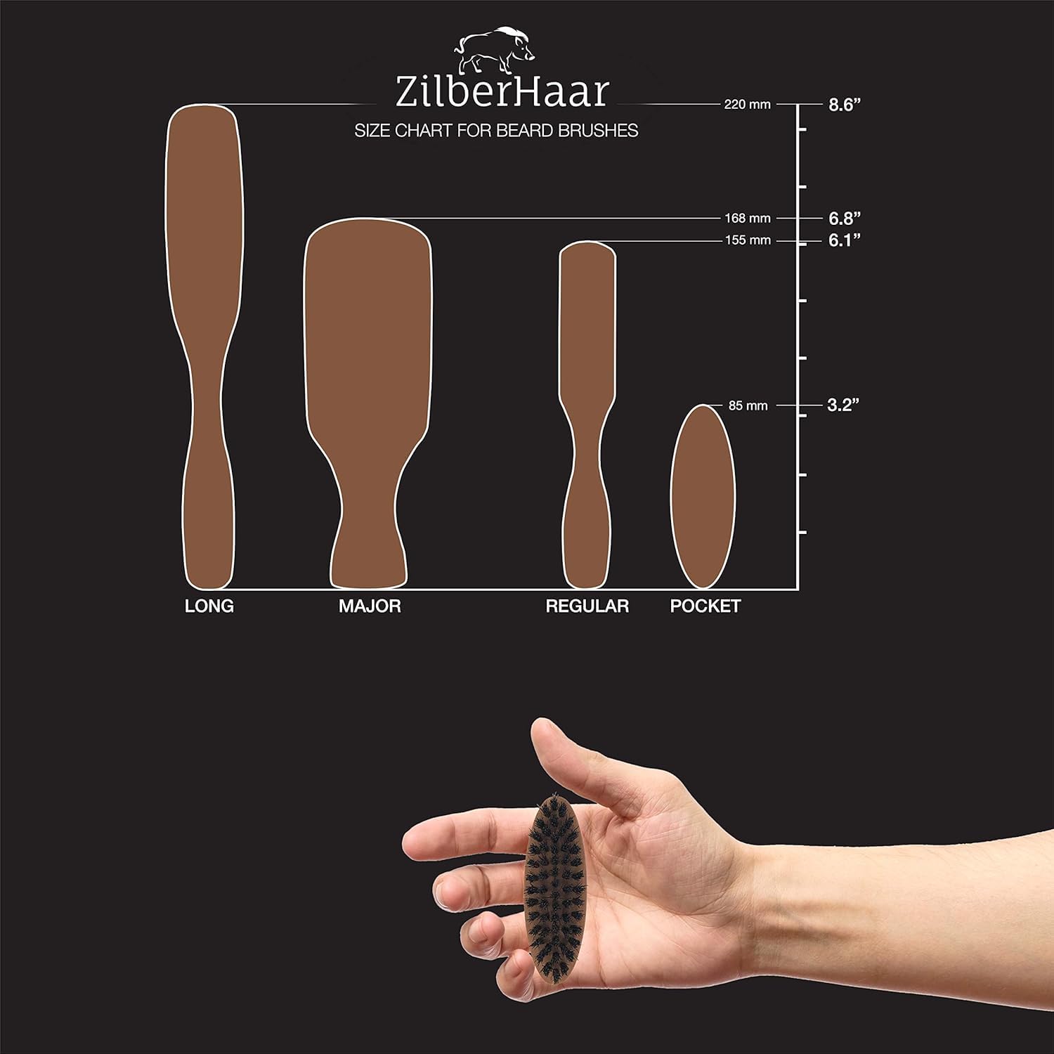 ZilberHaar natural boar bristle detail demonstrating gentle detangling action