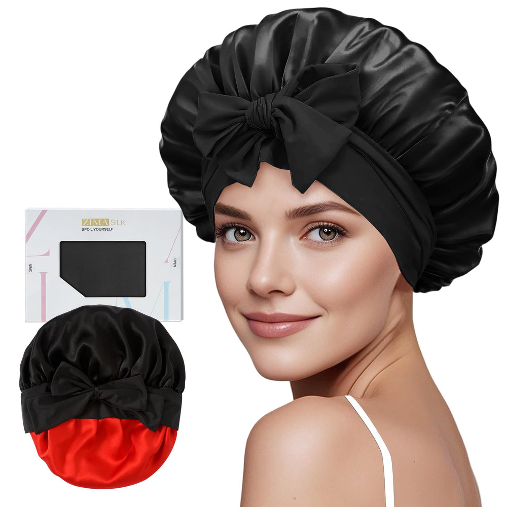 ZIMASILK bonnet front packaging shows premium silk and ready-to-gift benefit
