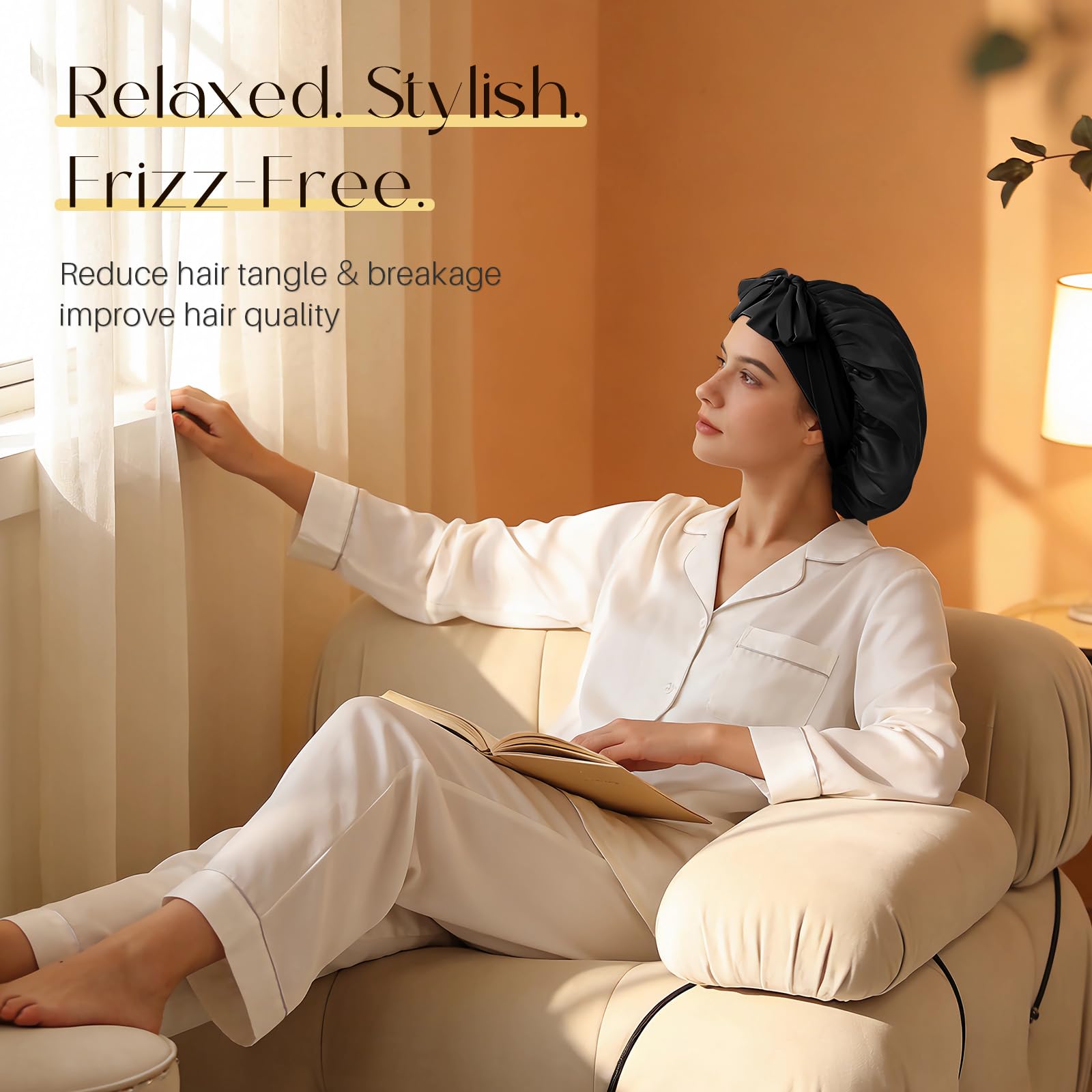 ZIMASILK long cooling ties closeup for adjustable, pressure-free hold benefit