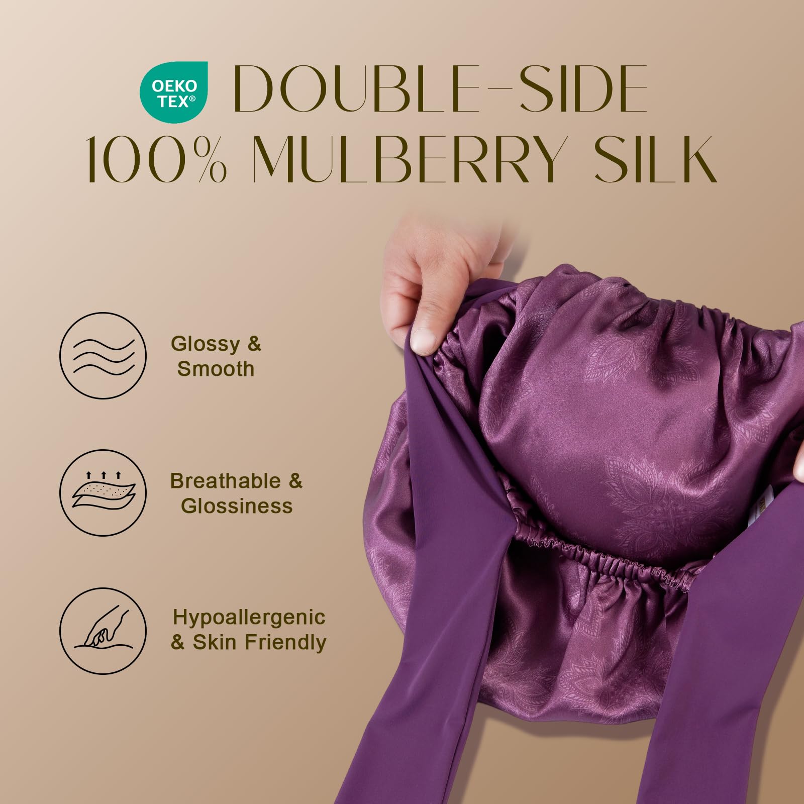 ZIMASILK close-up of double-layer Mulberry silk showing smooth durable texture