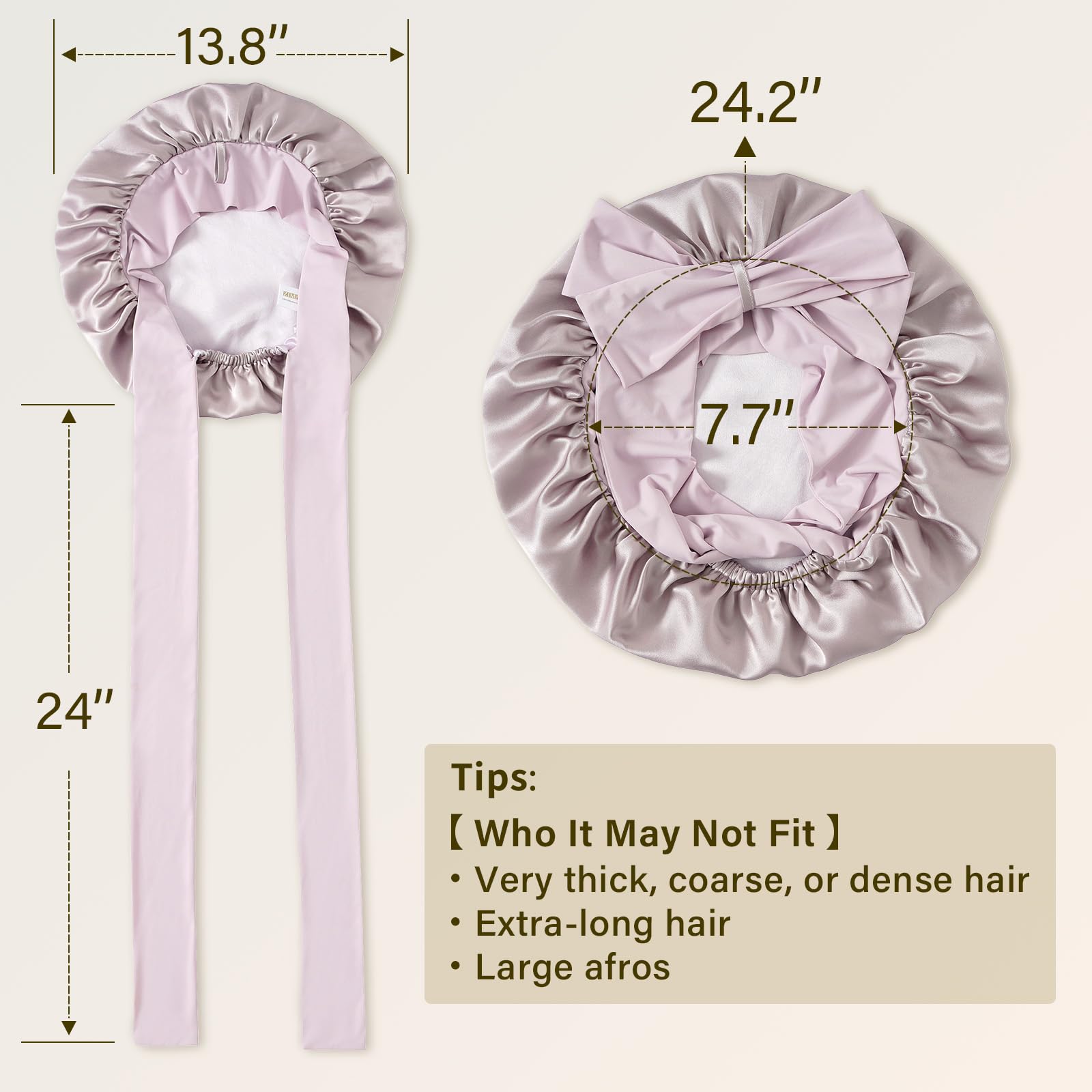 ZIMASILK model wearing bonnet with long hair, preserving style overnight benefit