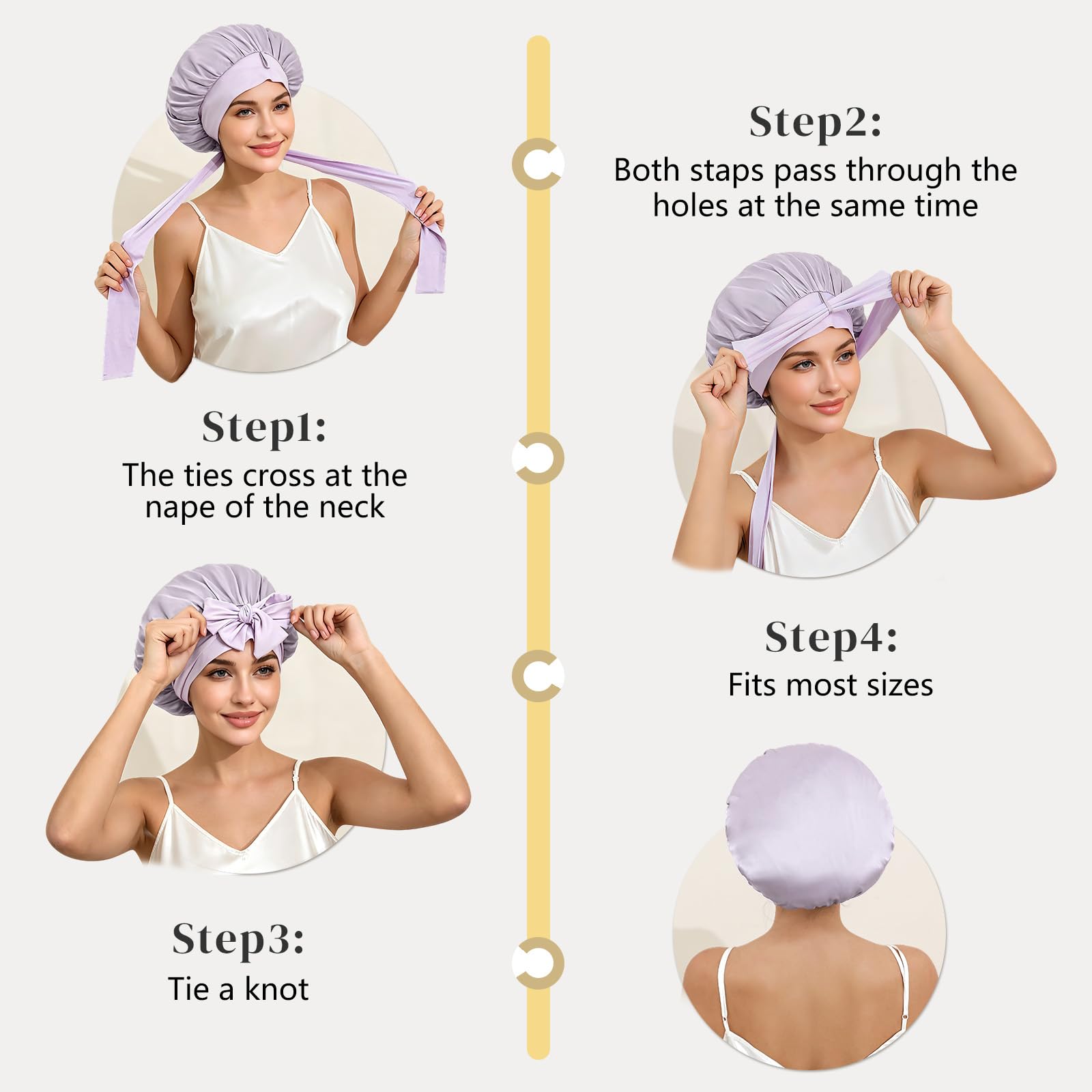 ZIMASILK bonnet size held in hand to show roomy fit and volume capacity