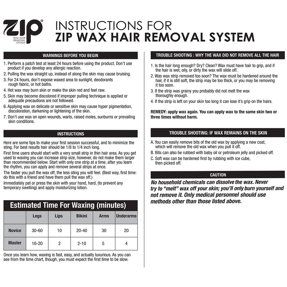 Zip wax label close-up showing ingredients and trusted brand history for confident choice