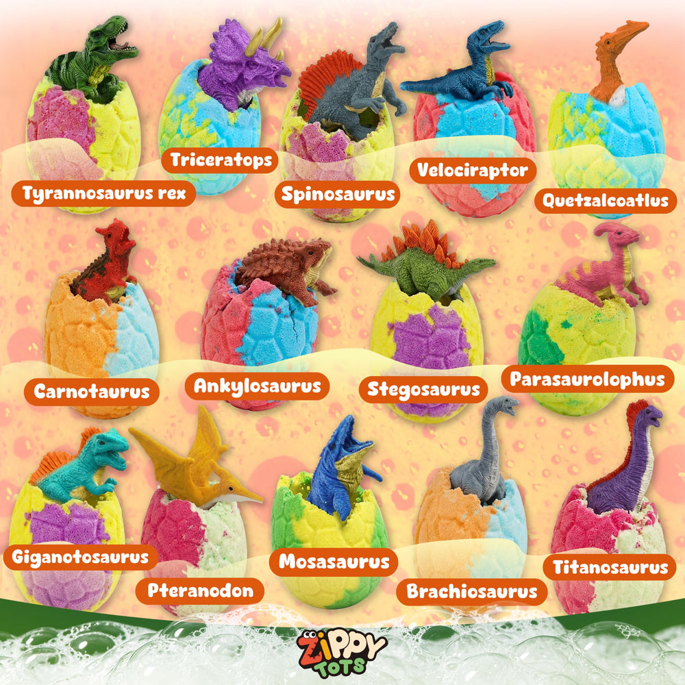 Zippytots arranged colorful egg bath bombs highlighting variety and fun