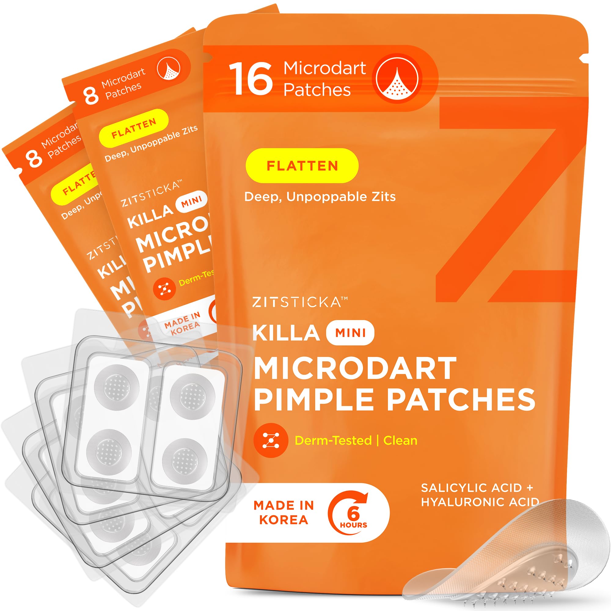 ZitSticka front packaging showing 16-count pouch and branding benefits