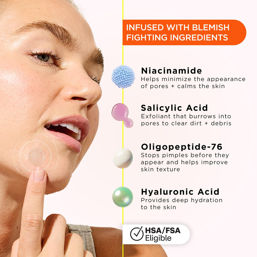 ZitSticka patch applied on skin protecting and flattening a small blemish