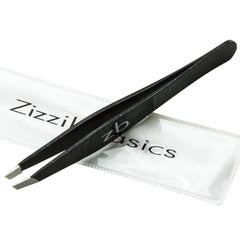 Zizzili Basics tweezers front view showing ergonomic hold and durable finish, for reliable control