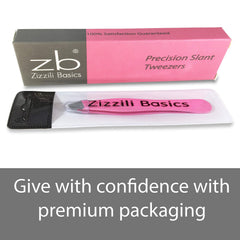 Zizzili Basics tweezers beside ruler showing compact 3.5-inch size