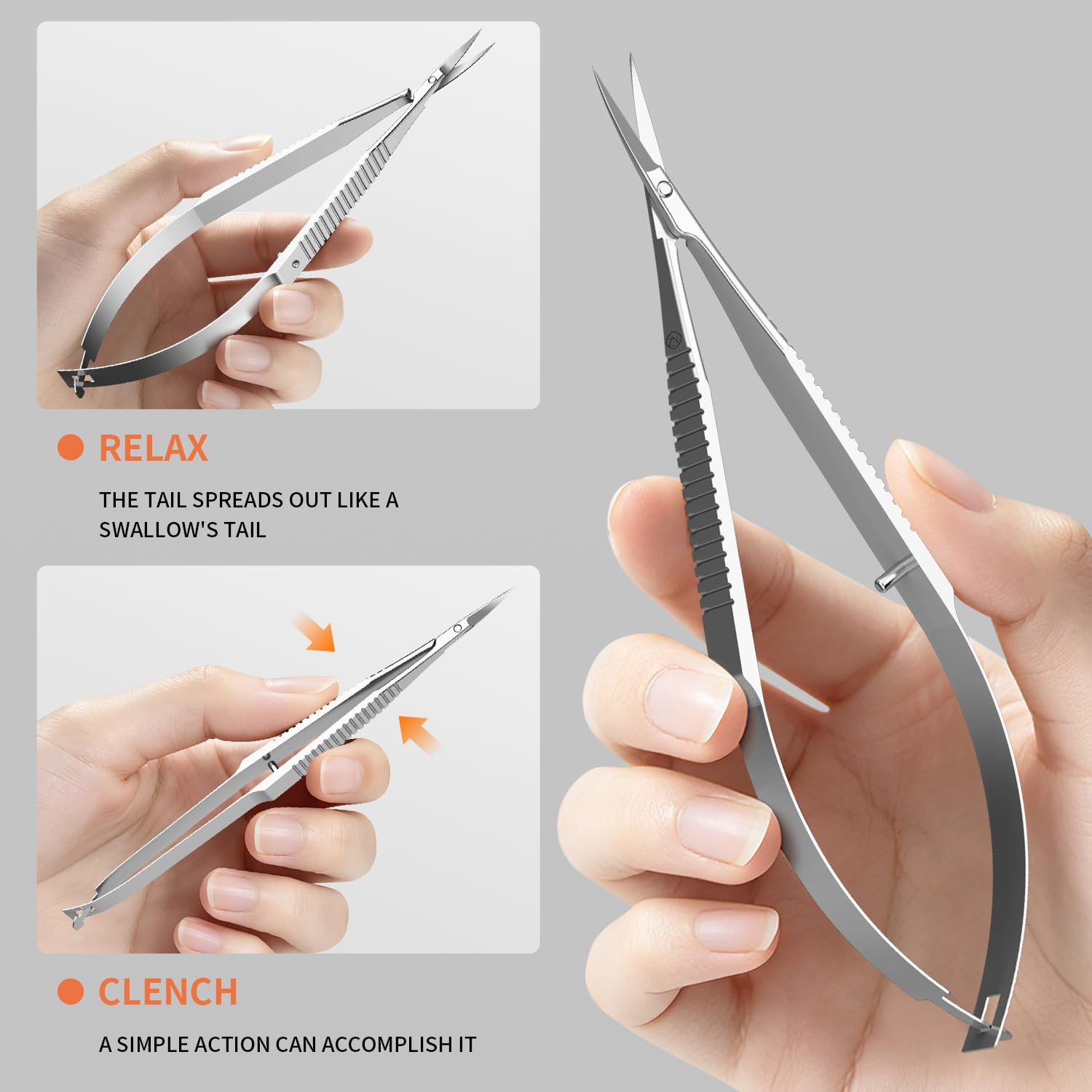 ZIZZON scissors trimming eyebrow hair demonstrating controlled shaping and neat finish