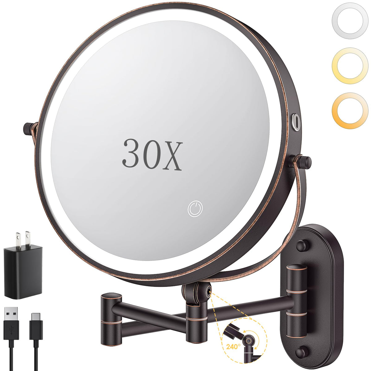 ZLOKLA front-mounted mirror bronze finish showing compact profile and convenience