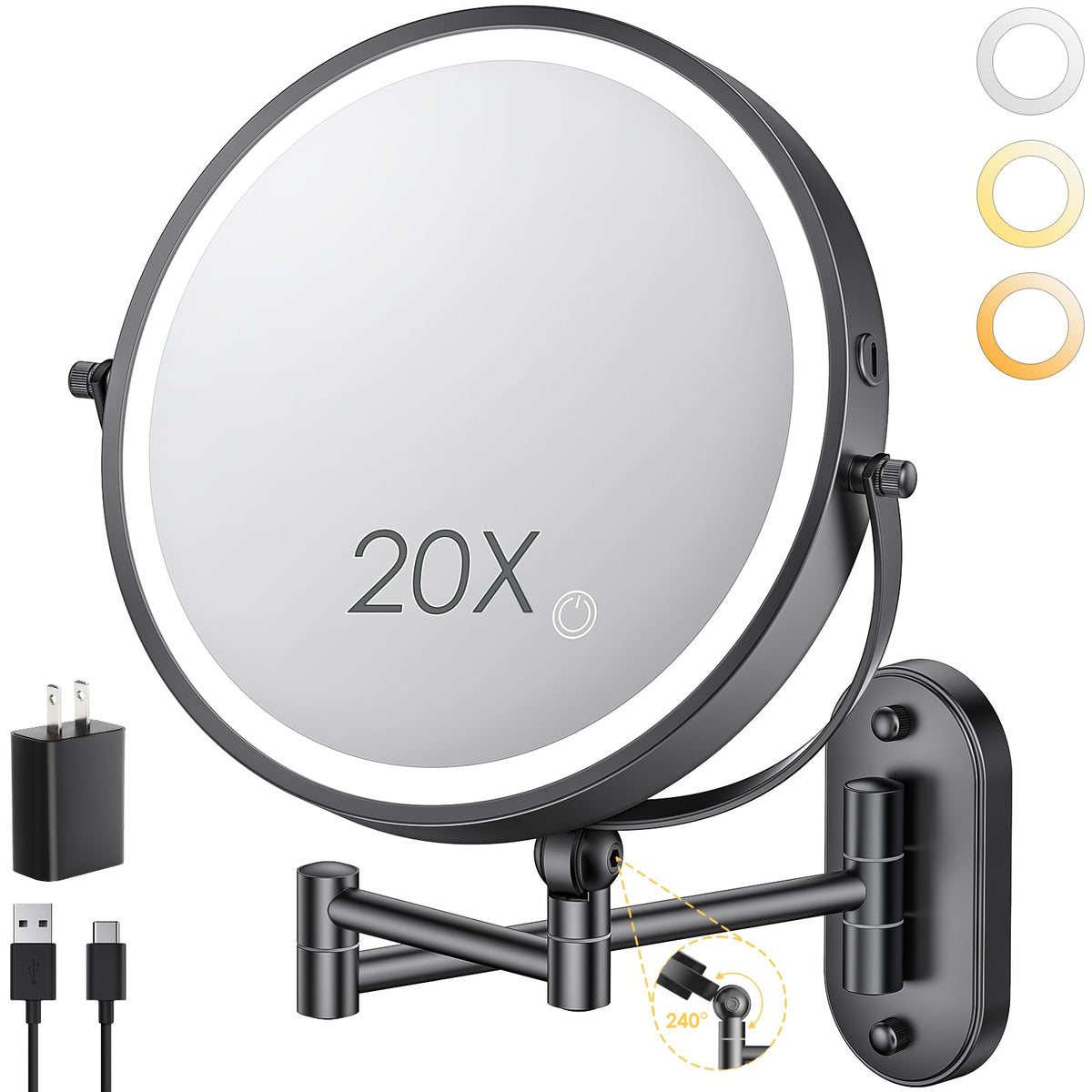 ZLOKLA front view of wall-mounted mirror showing compact space-saving design