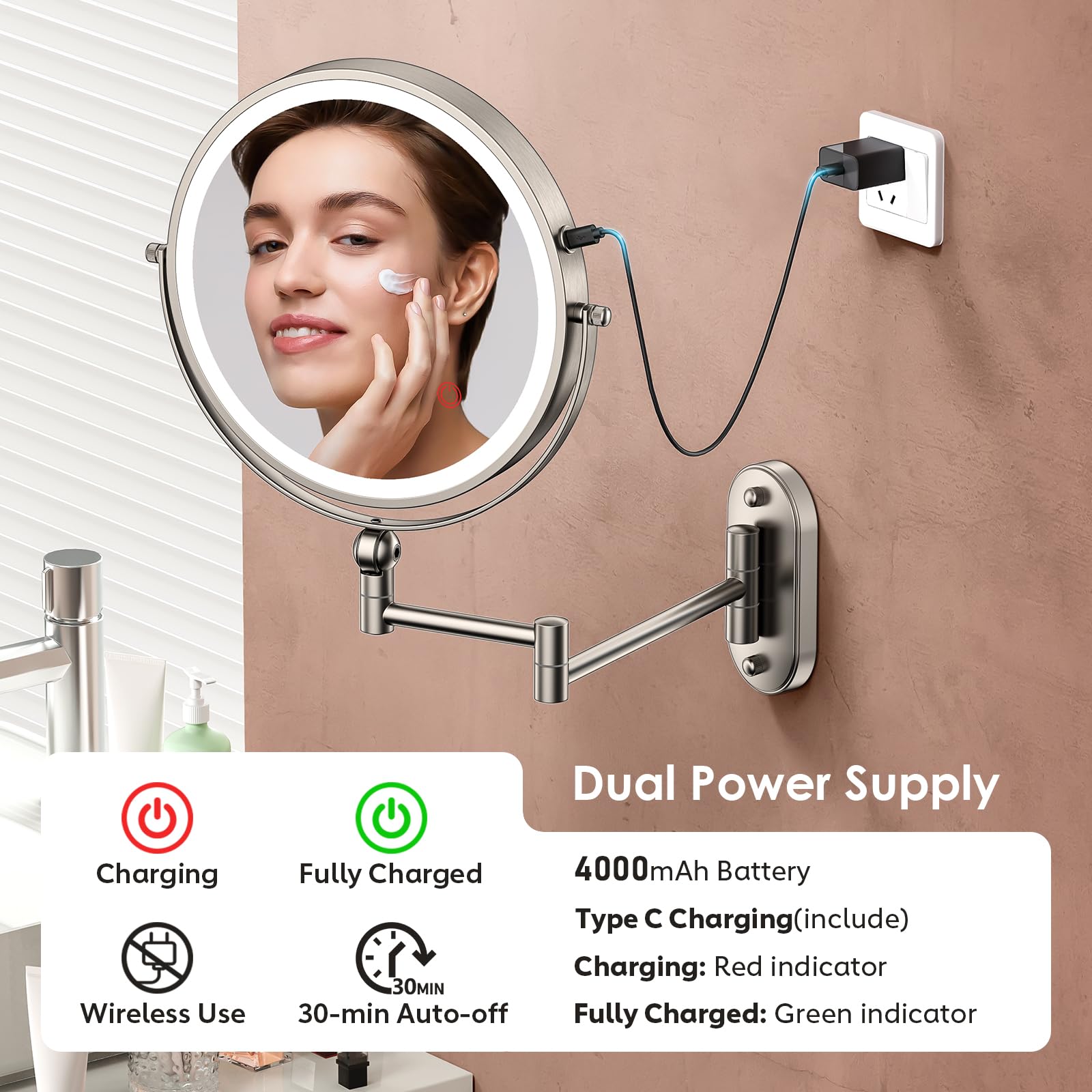 ZLOKLA mirror with hand for scale showing compact space-saving benefit