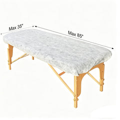 ZMDREAM fitted sheet on massage table demonstrating secure fit benefit