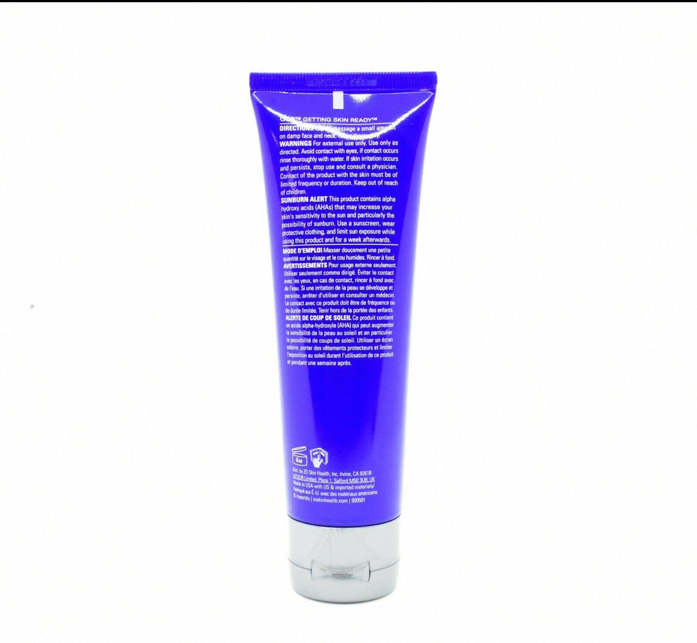 ZO SKIN HEALTH applying scrub to cheek showing gentle exfoliation and smoother skin