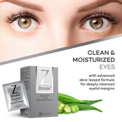 Zocular wipe close-up texture highlighting soft cloth and gentle cleansing action