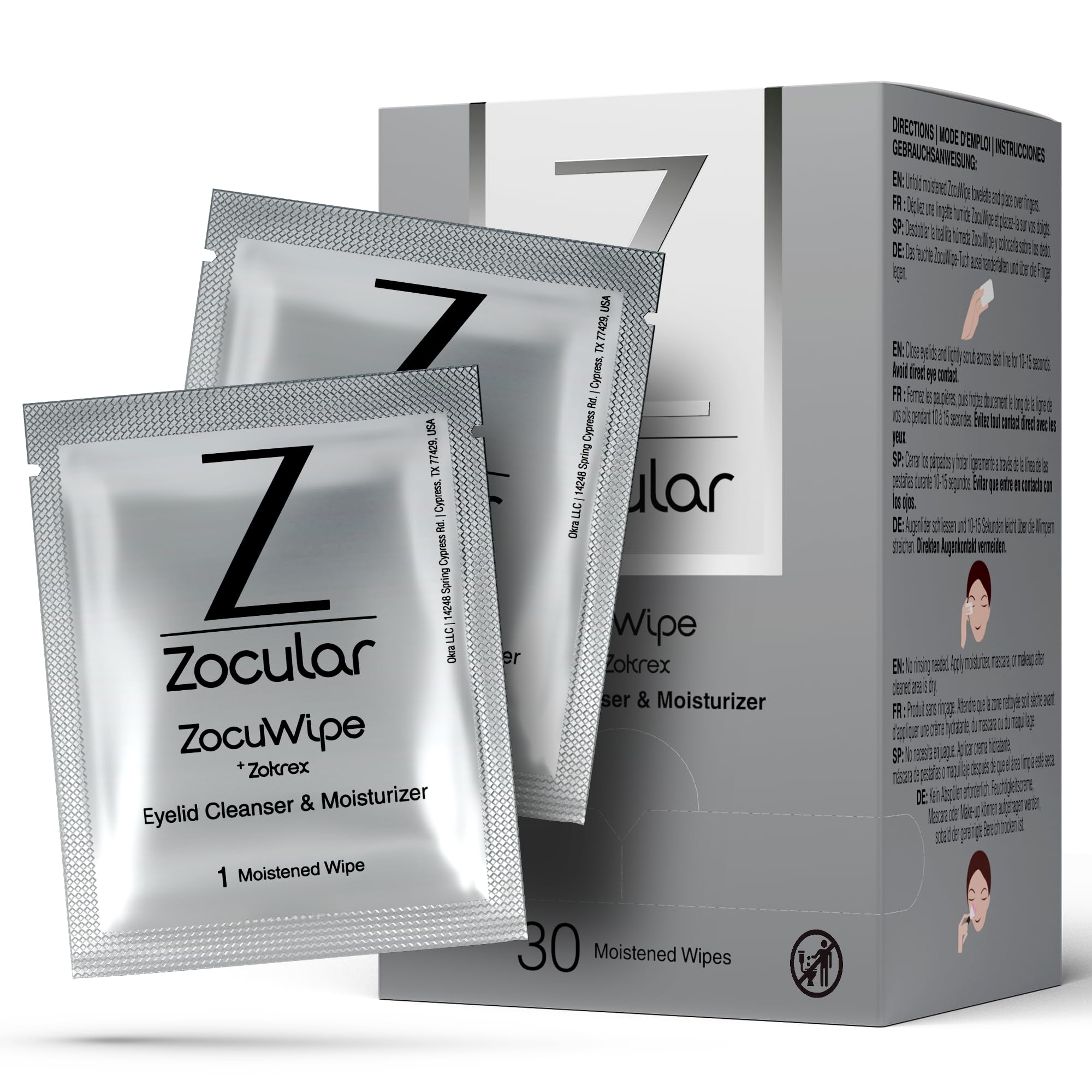 Zocular front packaging showing box and product benefits for easy identification