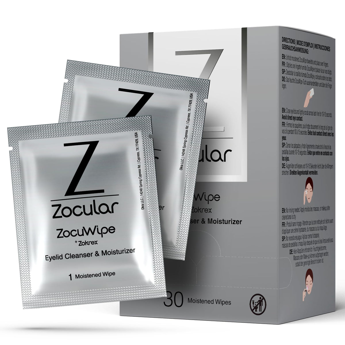 Zocular front packaging showing box and product benefits for easy identification