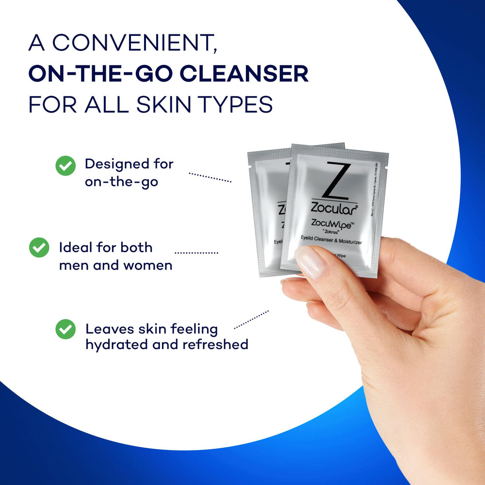 Zocular wipe inside travel pouch in bag highlighting portability and on-the-go use