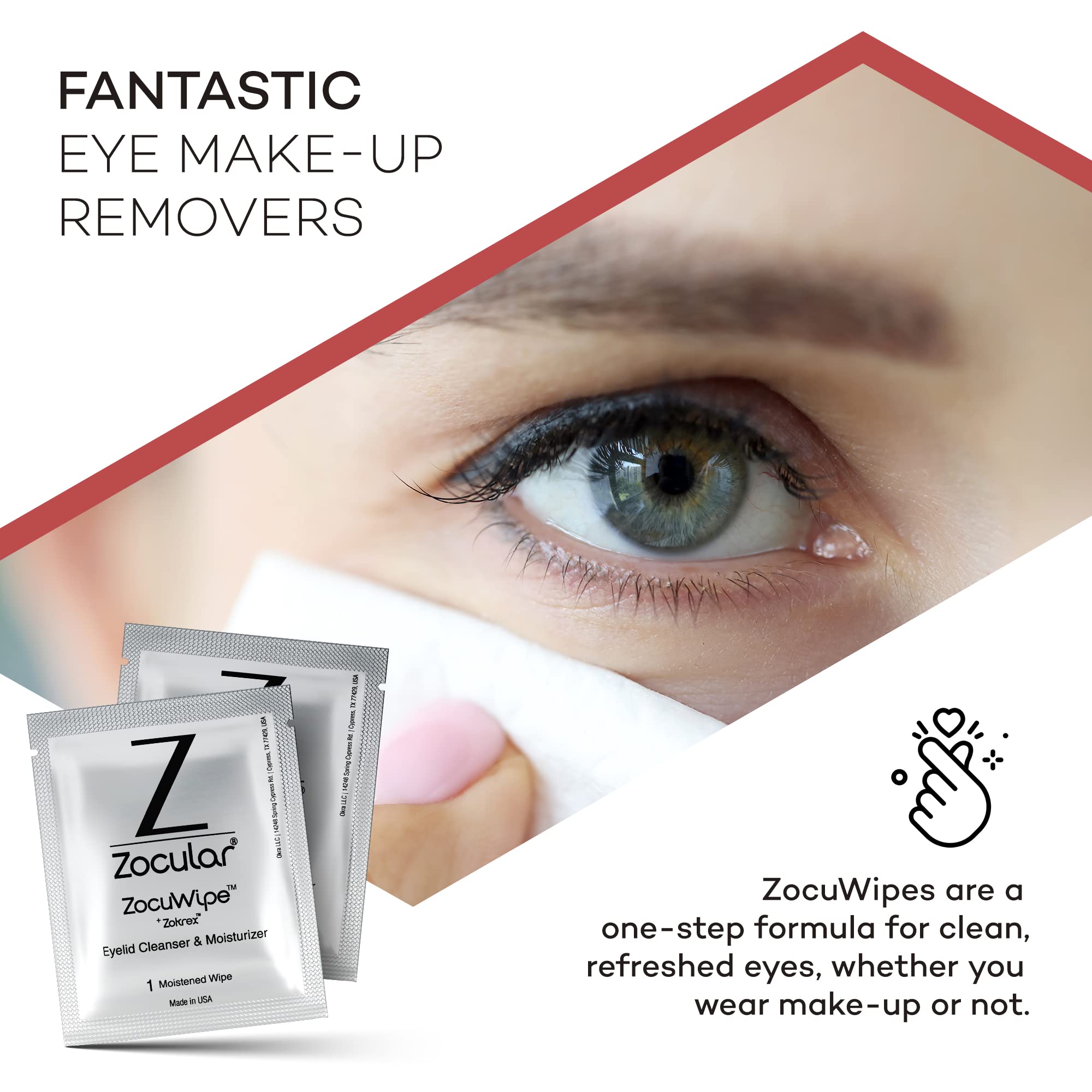 Zocular wipe removing eyelid makeup illustrating effective residue removal and clean finish