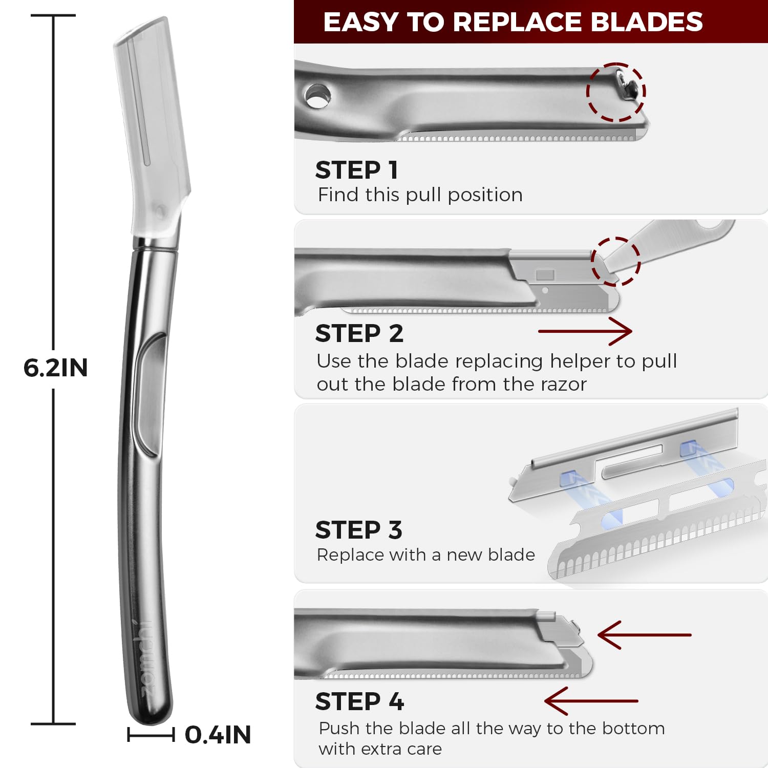 ZOMCHI blade packaging displaying 11 replacements for long-lasting use