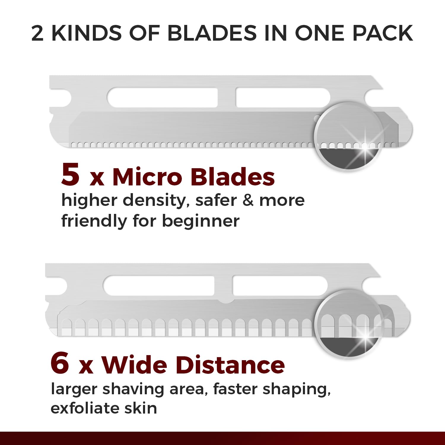 ZOMCHI stainless blades closeup showing sharp edges for clean hair removal