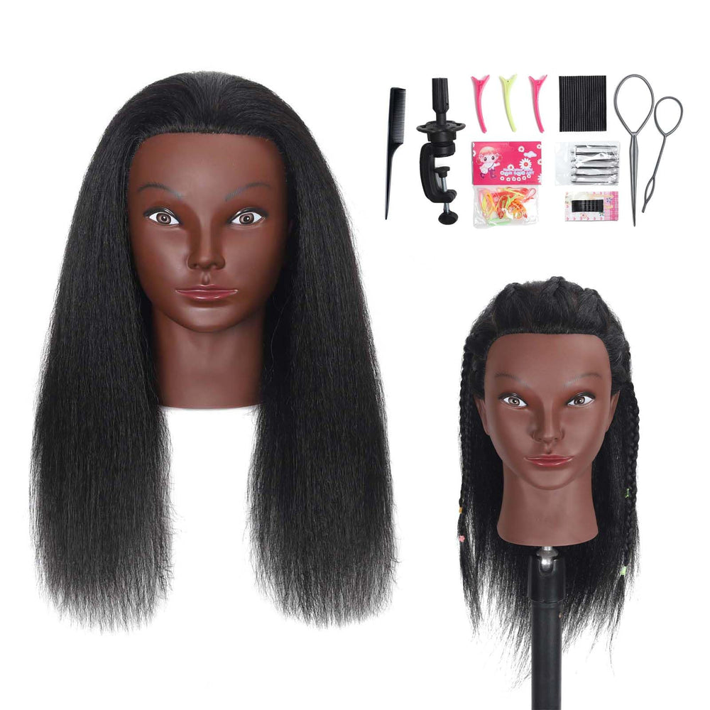 ZOMOI front view mannequin head showing realistic hair for styling practice