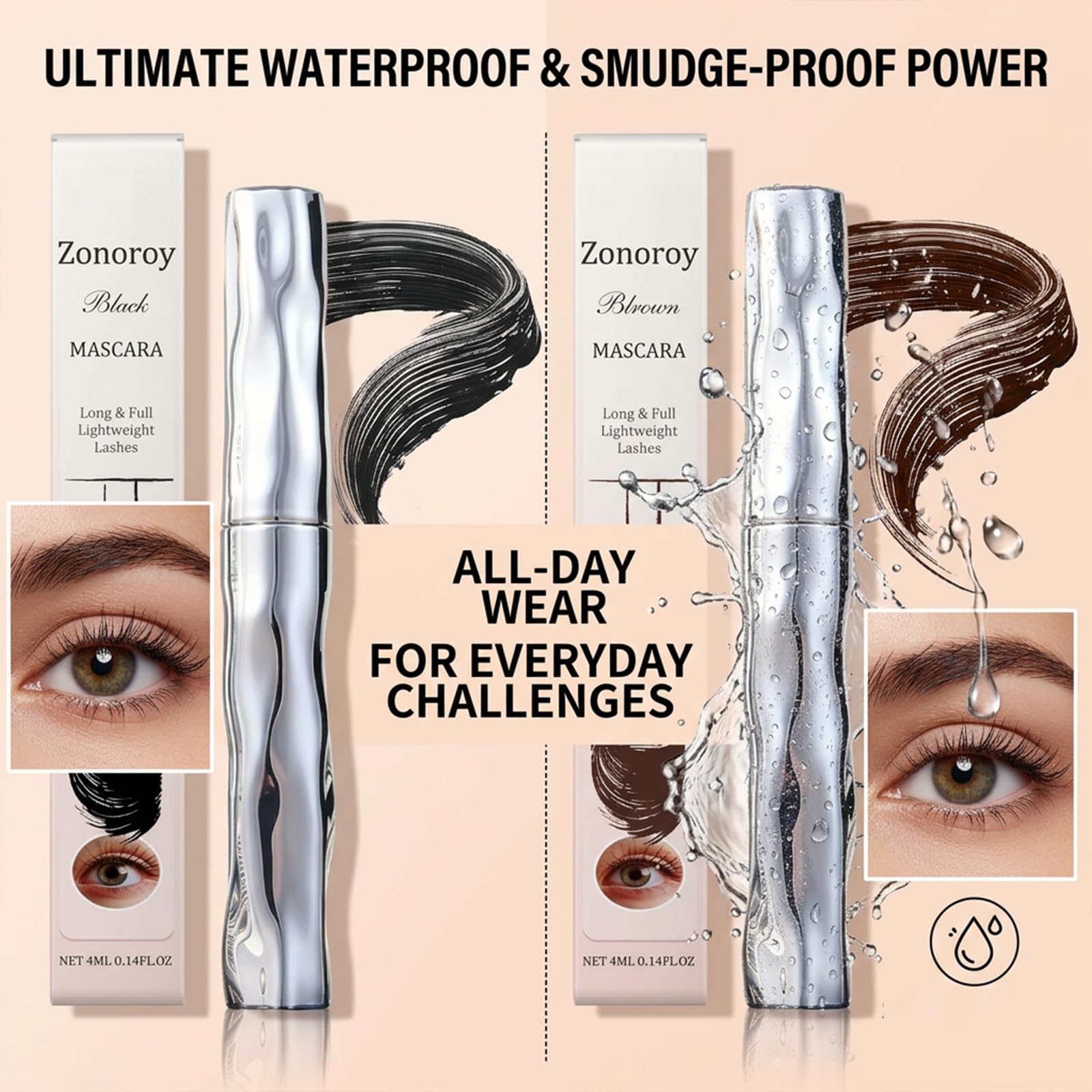 Zonoroy waterproof test splash illustrating smudge resistance and durability