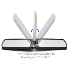 ZOOFOX folded mirror next to a smartphone showing compact purse scale