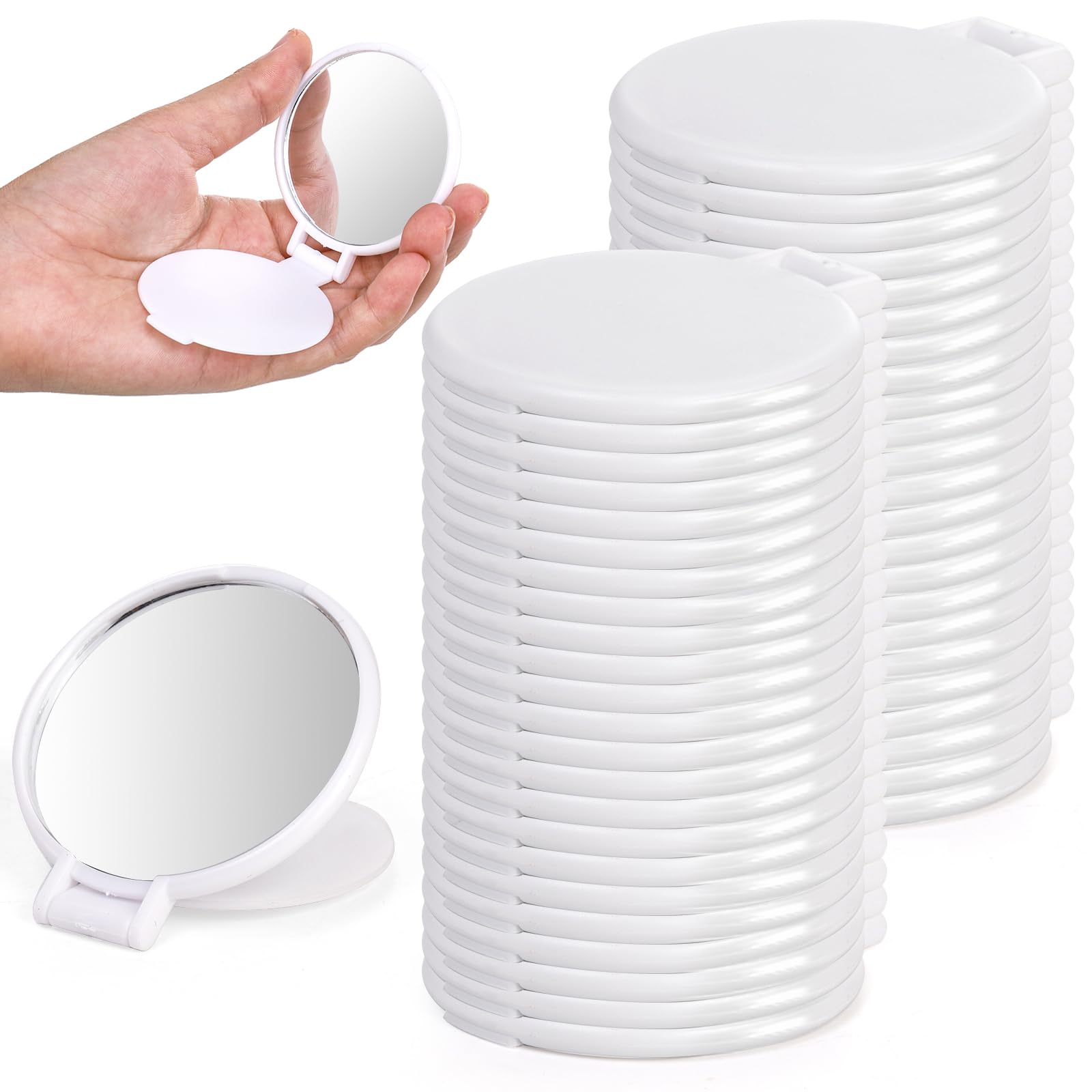 ZOOFOX front view of 50 compact mirrors showing bulk convenience