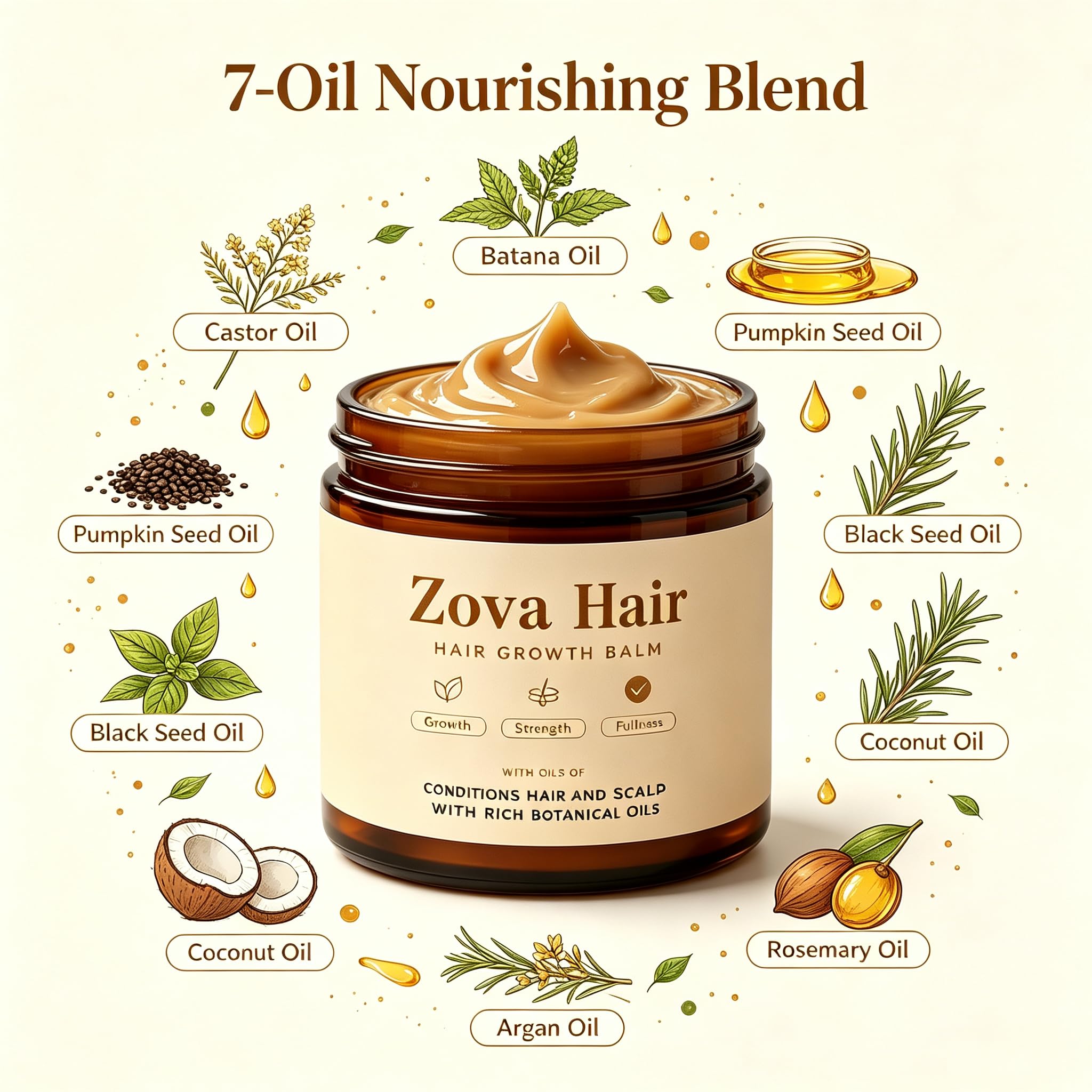 Zova Hair open balm texture melting to oil for easy application and quick absorption