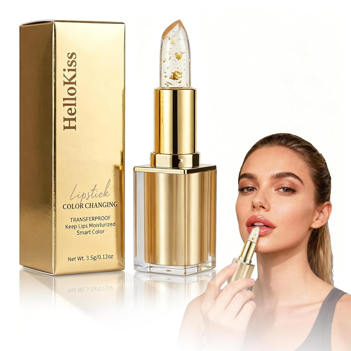 ZOYYE clear lipstick front packaging showing sleek tube and label, boosts confidence