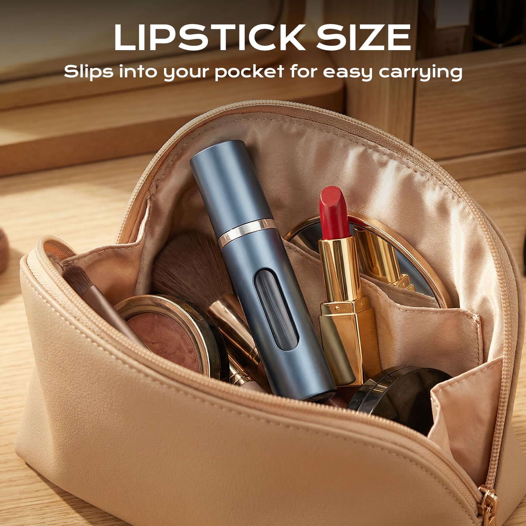 ZOYYE size comparison with lipstick illustrating pocket-friendly portability