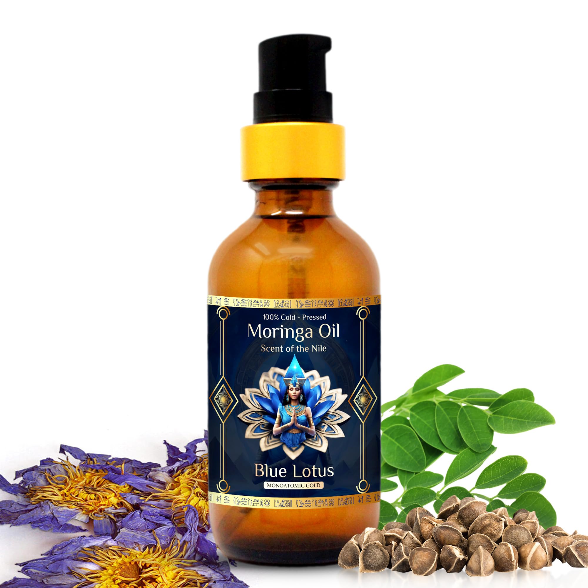 ZP.TECH front bottle of moringa oil showing elegant packaging and nourishing benefit