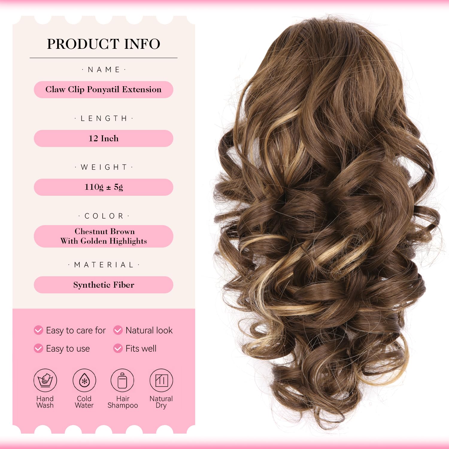 ZQIAN BEAUTY close-up of top claw comb for secure clip-in hold and easy application