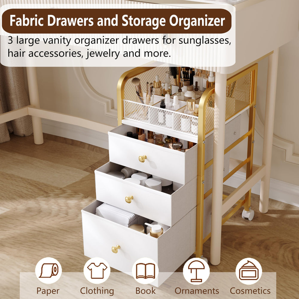 ZQUYAJ open fabric drawers holding makeup, brushes and tools