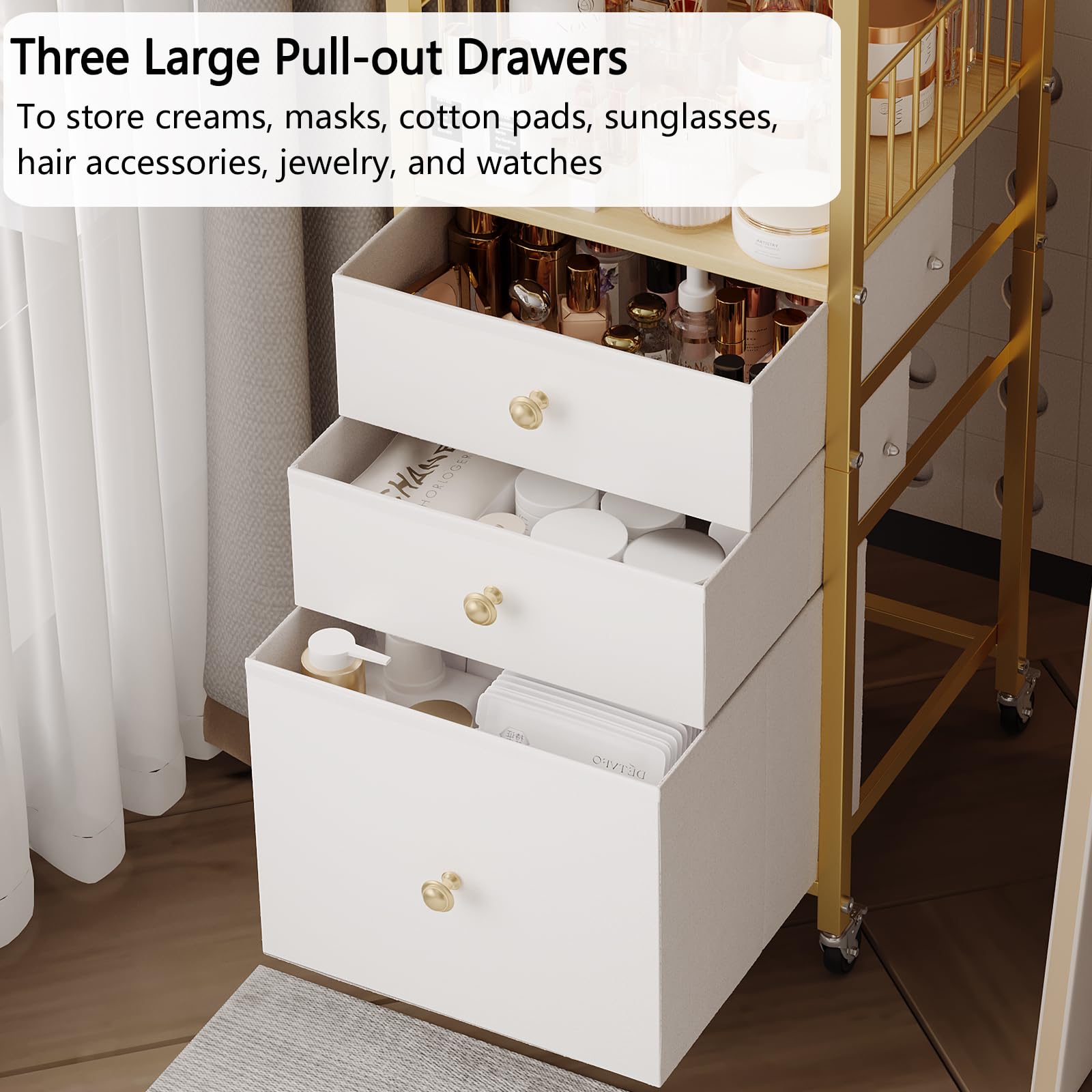 ZQUYAJ open fabric drawers storing creams and accessories neatly
