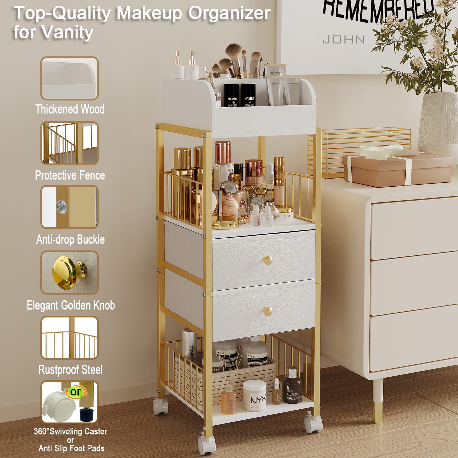 ZQUYAJ beside dresser demonstrating compact size and space saving