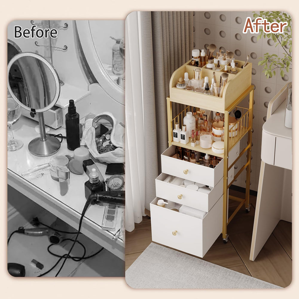 ZQUYAJ next to dresser showing compact size and space-saving benefit