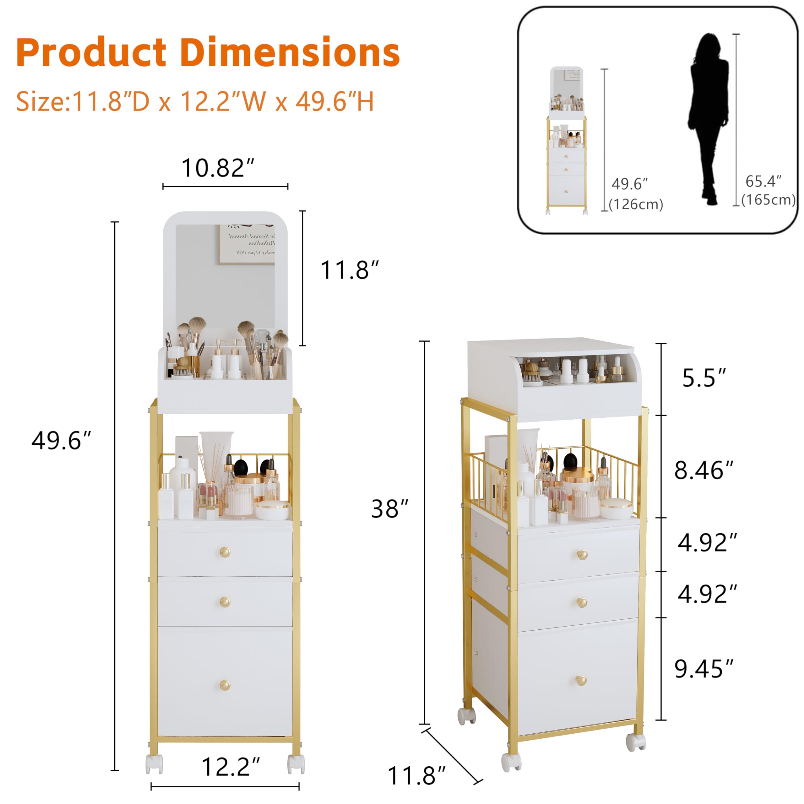 ZQUYAJ open lift-top mirror revealing divided compartments for quick access