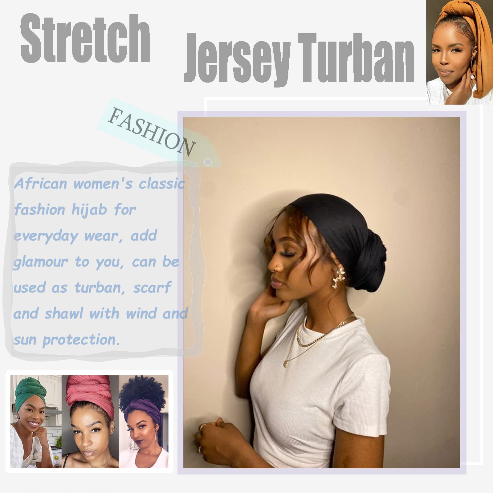 ZRQ model wearing army green turban-style wrap illustrating secure, stylish fit