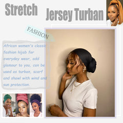 ZRQ model wearing army green turban-style wrap illustrating secure, stylish fit