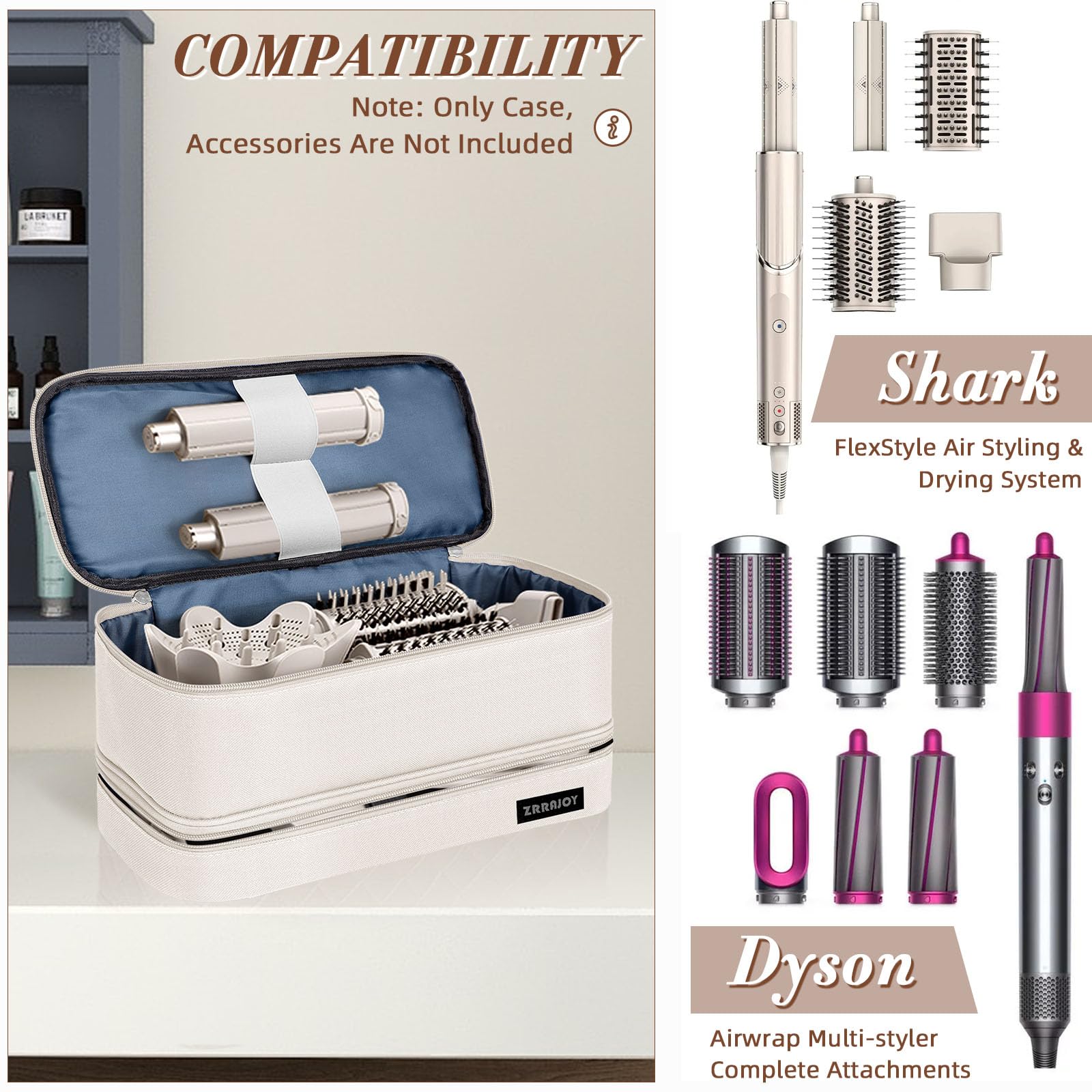 ZRRAJOY elastic straps and dividers holding attachments securely to prevent tangling
