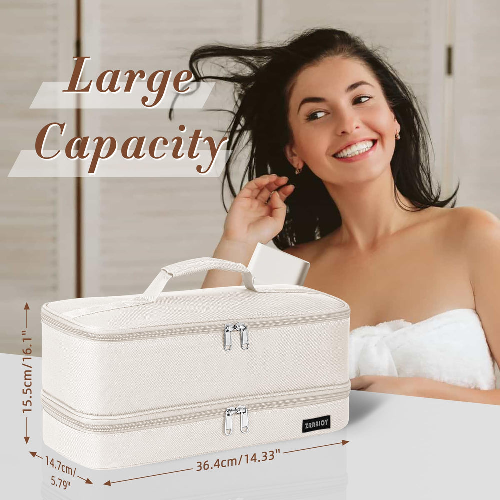ZRRAJOY open double-layer interior demonstrating organized storage for styler and attachments