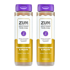 Zum bottle front packaging showing frankincense and myrrh scent and benefits