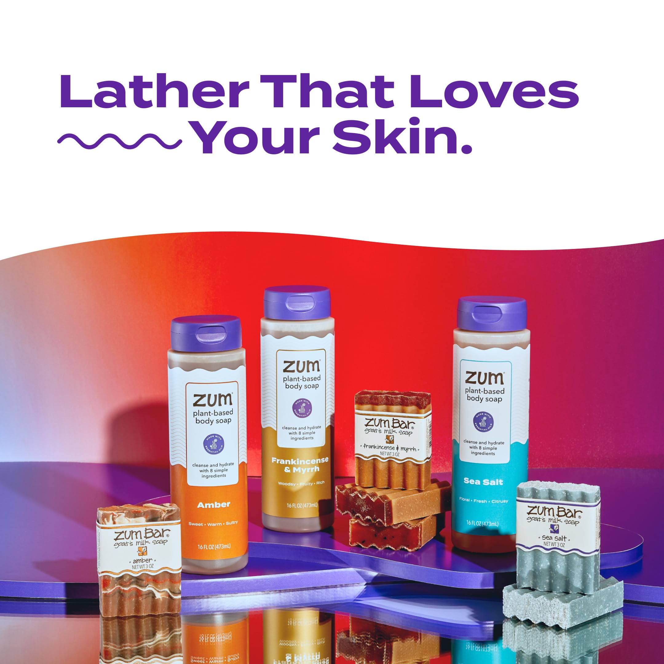 Zum ingredients label close-up listing plant-based oils and glycerin