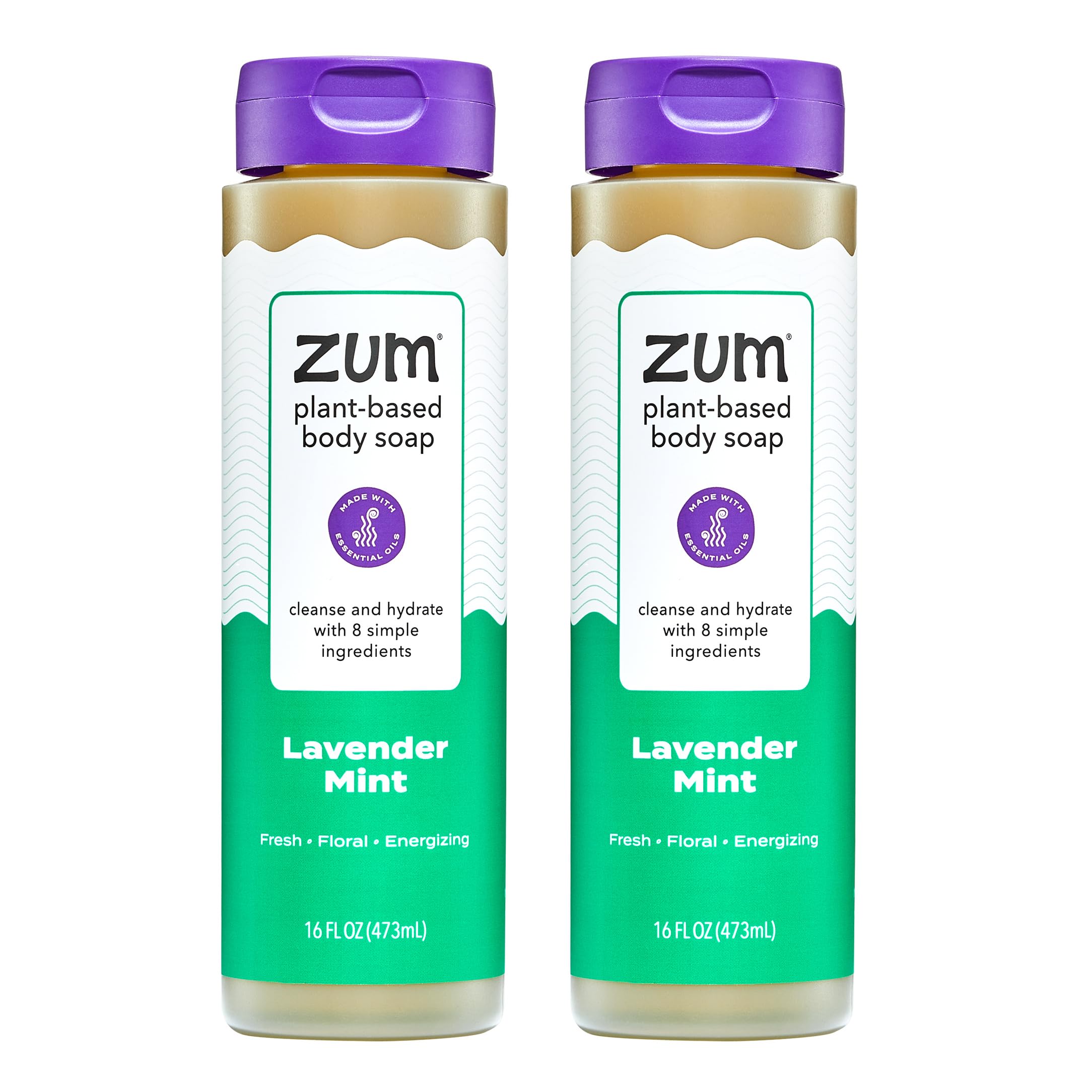 Zum bottle front label showing lavender mint scent and natural benefits